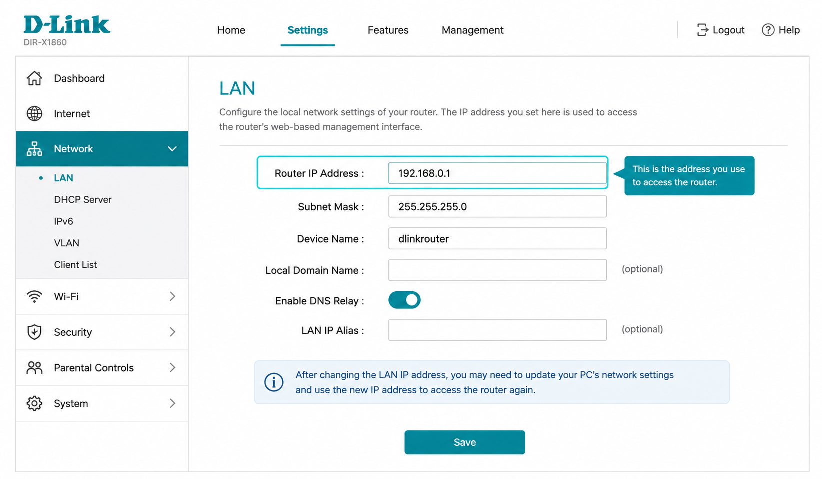 Modifier l'adresse IP LAN d'un routeur D-Link